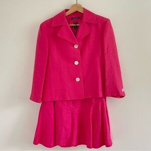 Ralph Lauren Matching Linen Pink Skirt Suit Set Formal Business